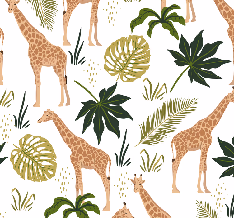Papel mural animal tema de jirafa de safari - TenVinilo