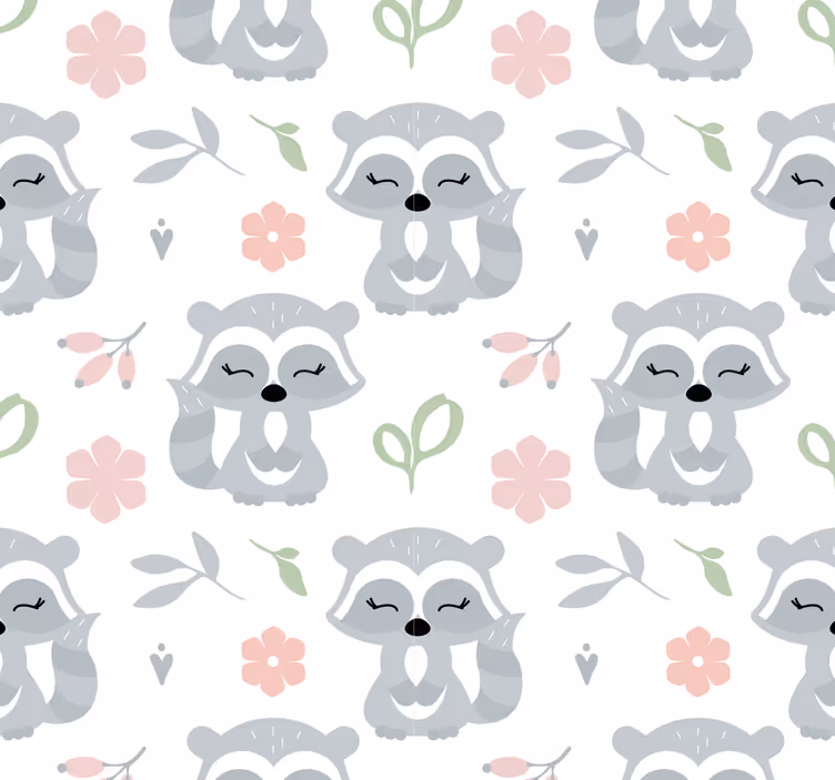 Papel mural animales lindos mapaches - TenVinilo