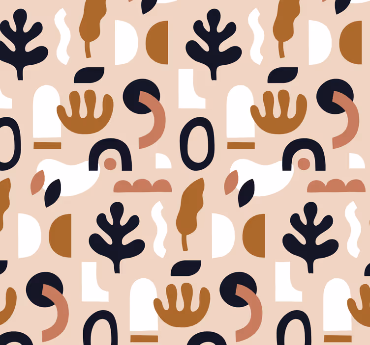 Papel mural beige motivos vegetales abstractos - TenVinilo
