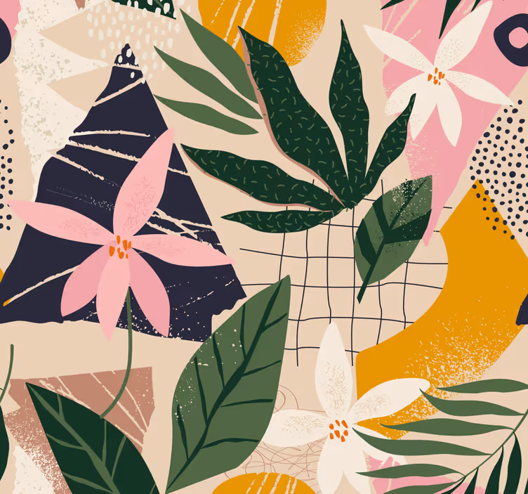 Papel mural naturaleza patrón de flora tropical - TenVinilo