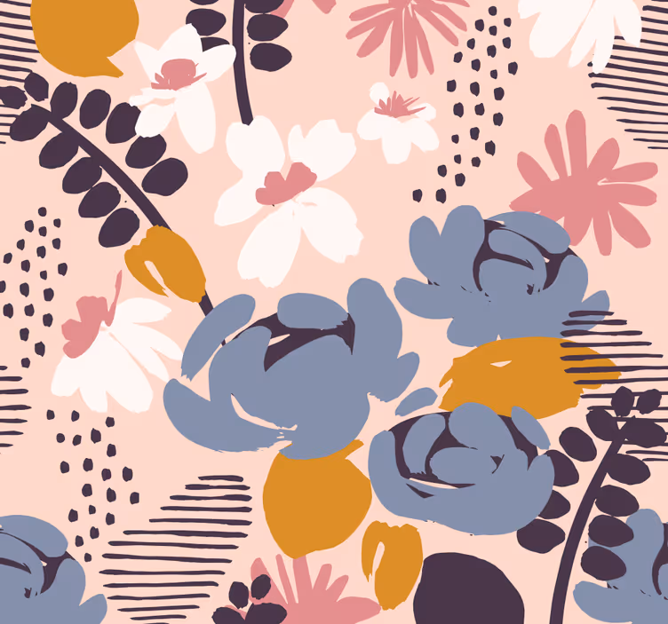Papel mural floral patrón botánico floral - TenVinilo