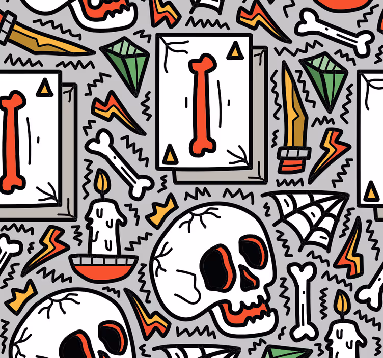 Papel mural juvenil grafiti de calavera - TenVinilo