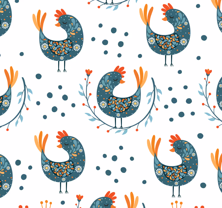 Papel mural animal motivo de gallo folklórico - TenVinilo