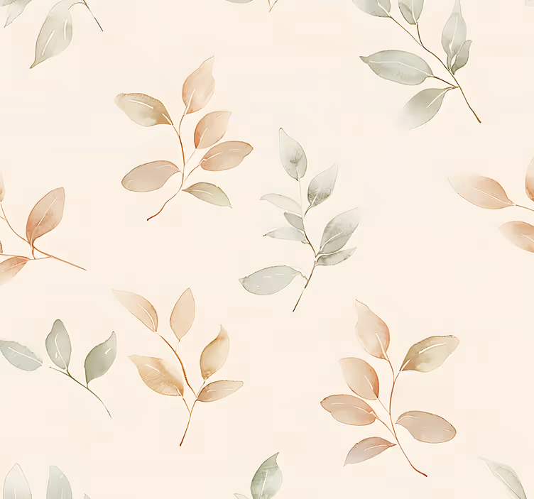 Papel mural recibidor diseño de hojas beige - TenVinilo