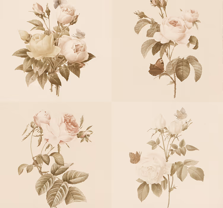 Papel mural recibidor diseño de azulejos florales - TenVinilo