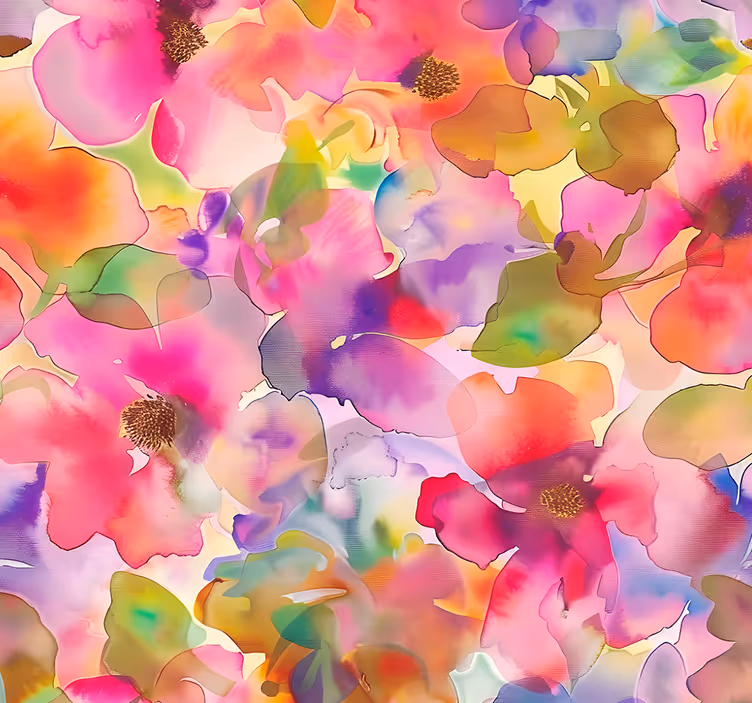 Papel mural recibidor diseño de flores multicolores - TenVinilo