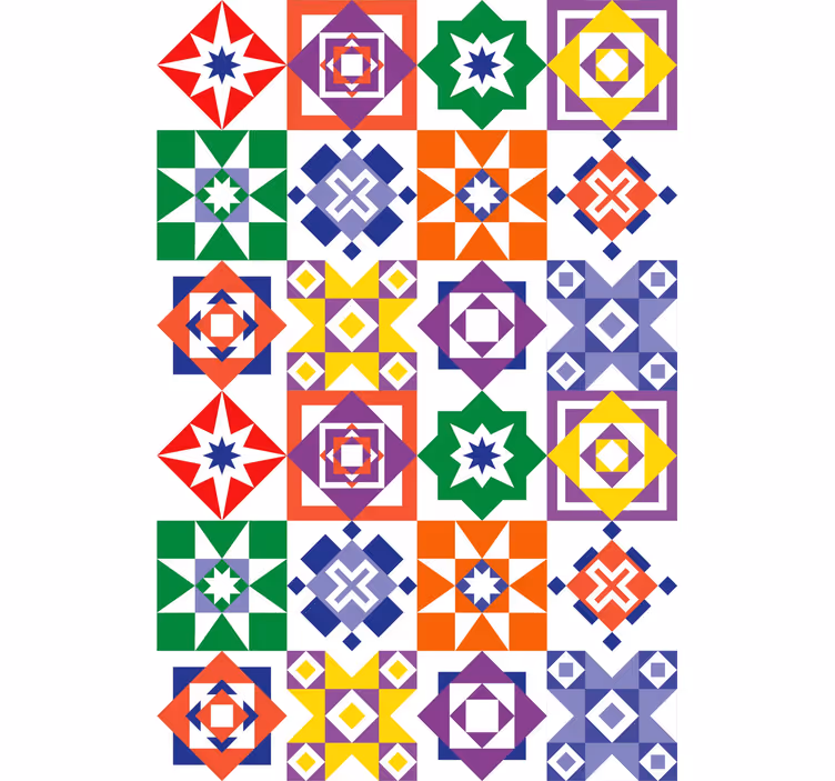 Papel mural azulejos diseño multicolor - TenVinilo