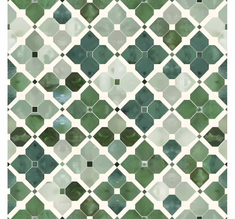 Papel mural azulejos patrón verde árabe - TenVinilo