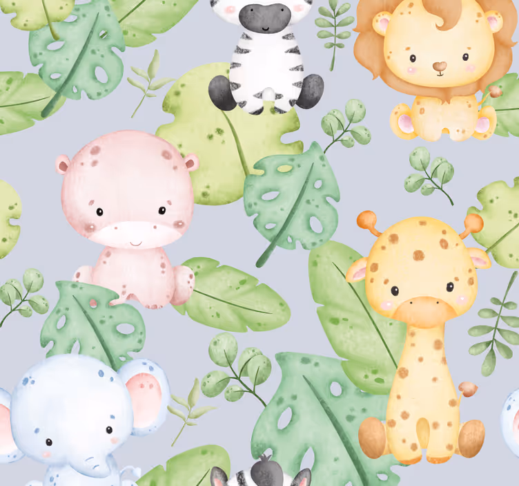 Papel mural animales diseño de bebe - TenVinilo