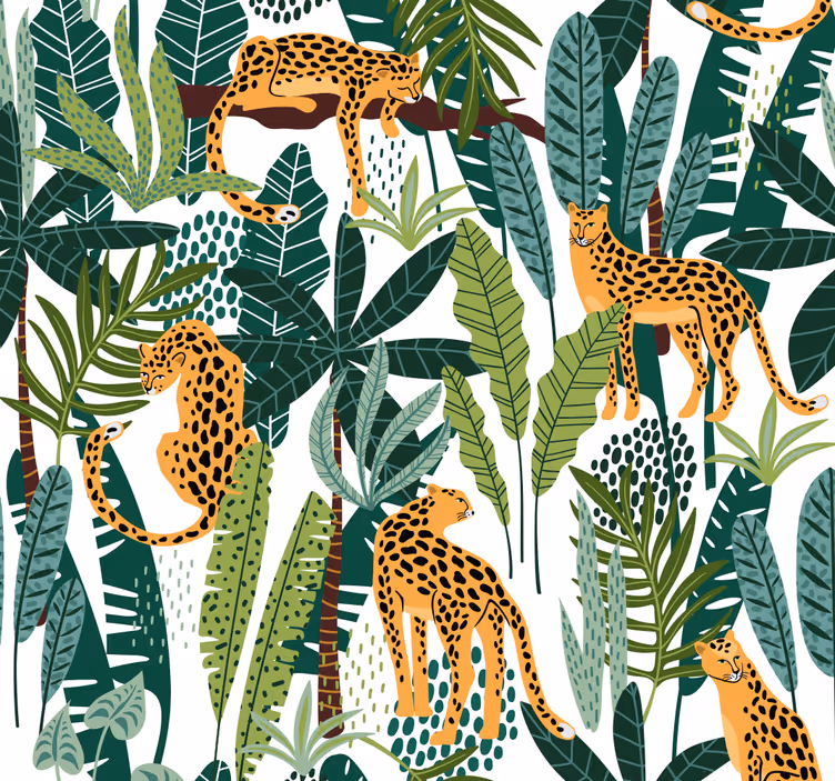 Papel mural animales patrón tropical - TenVinilo