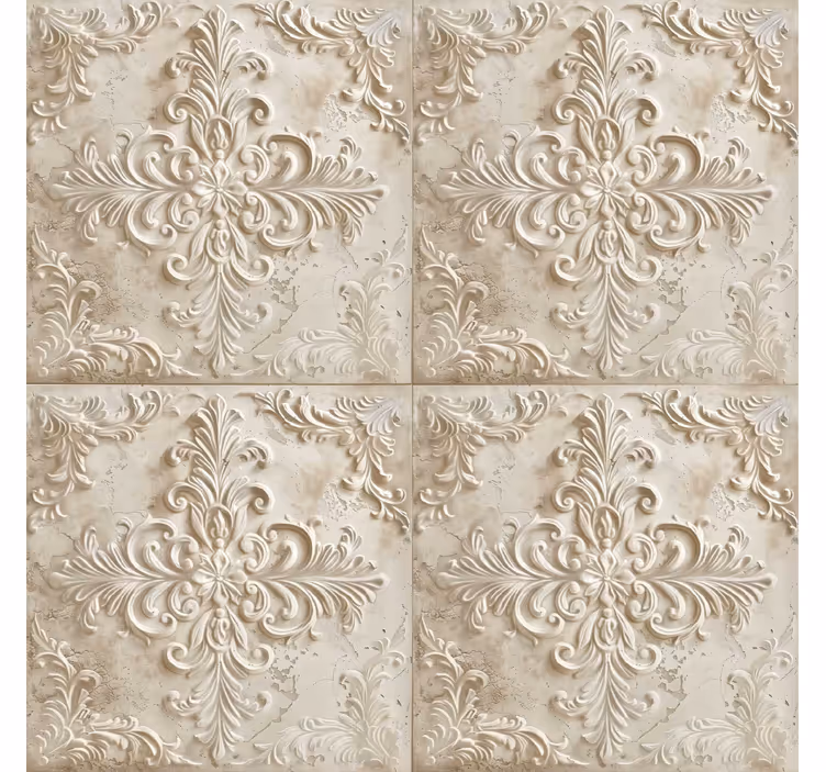 Papel mural barroco azulejos de color beige - TenVinilo