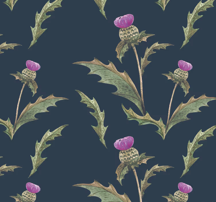 Papel para paredes de flores cardo escocés - TenVinilo