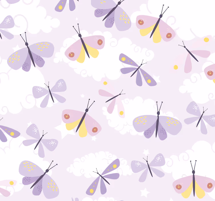 Papel mural mariposas patrón en tonos morados pastel - TenVinilo