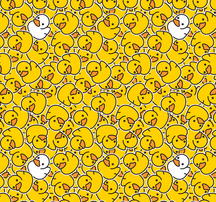 Papel mural infantil amarillo patrón de patitos - TenVinilo