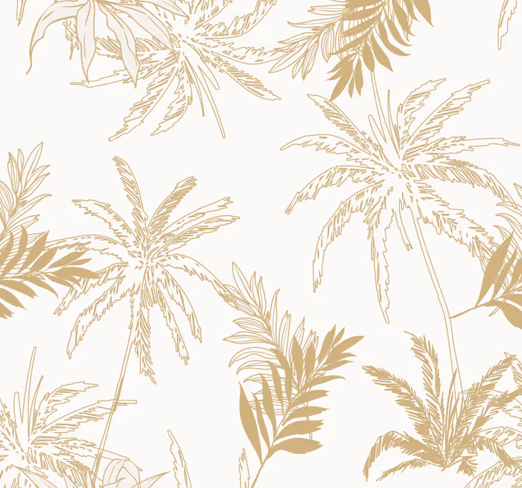 Papel pintado salón hojas tropicales doradas - TenVinilo