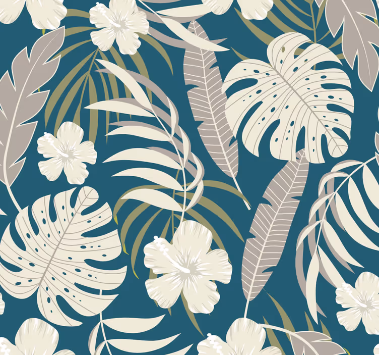Papel pintado salón dibujo de hojas tropicales - TenVinilo