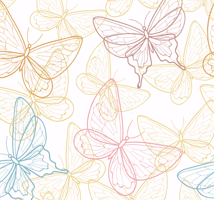 Papel pintado baño mariposas coloridas - TenVinilo