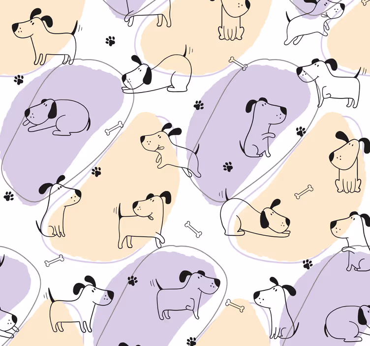 Papel pintado patrón de perritos nórdico - TenVinilo
