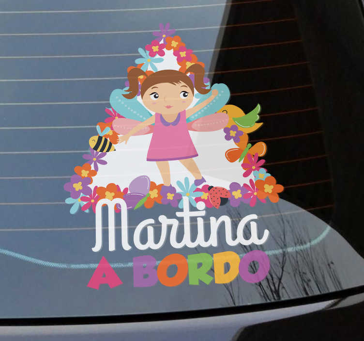 Pegatina coche niña a bordo primavera - TenVinilo