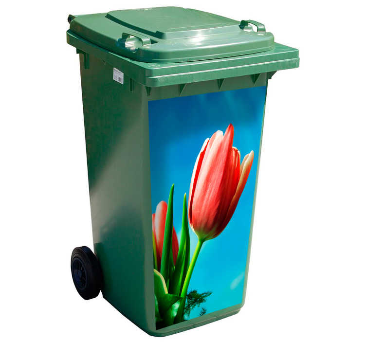 Pegatina reciclaje contenedor flor tulipán - TenVinilo
