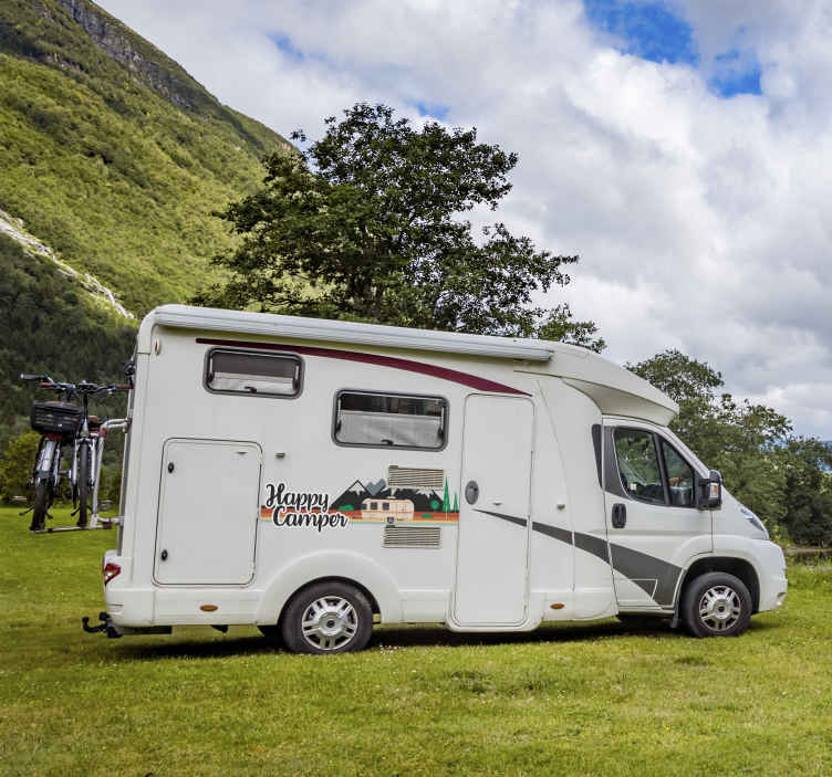 Vinilo para coche frase feliz campista  - TenVinilo
