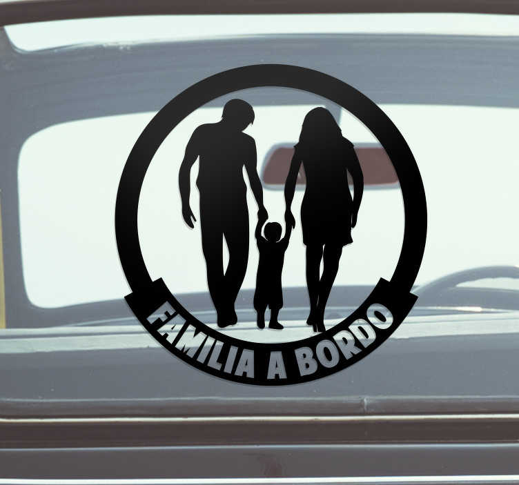 Pegatina coche familia a bordo de la mano - TenVinilo