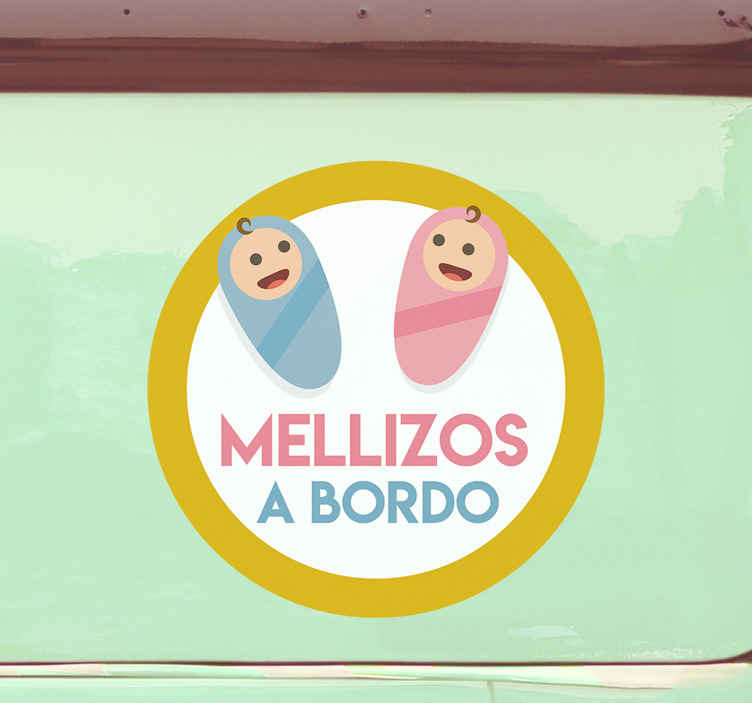 Pegatina bebé a bordo de gemelos - TenVinilo