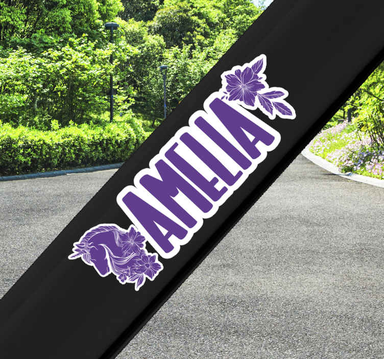 Vinilo bicicleta unicornio  y flor con nombre - TenVinilo