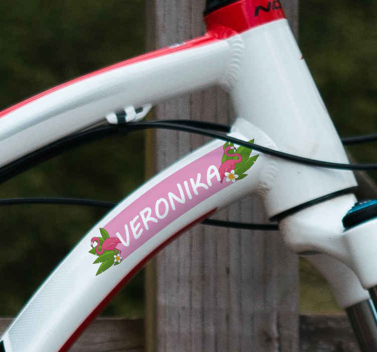 Pegatina personalizada para bicicleta flamencos - TenVinilo