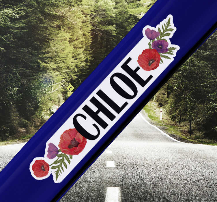 Pegatina para bicicleta con rosas y nombre - TenVinilo