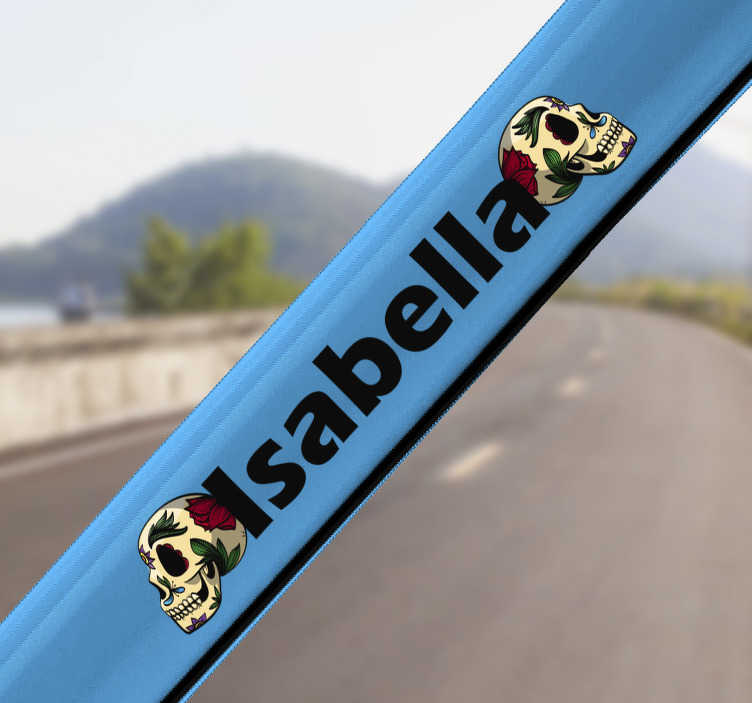 Vinilo para bicicleta con cráneos y nombre - TenVinilo