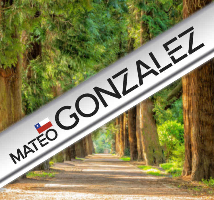 Sticker para bicicletas bandera Chile con nombre  - TenVinilo