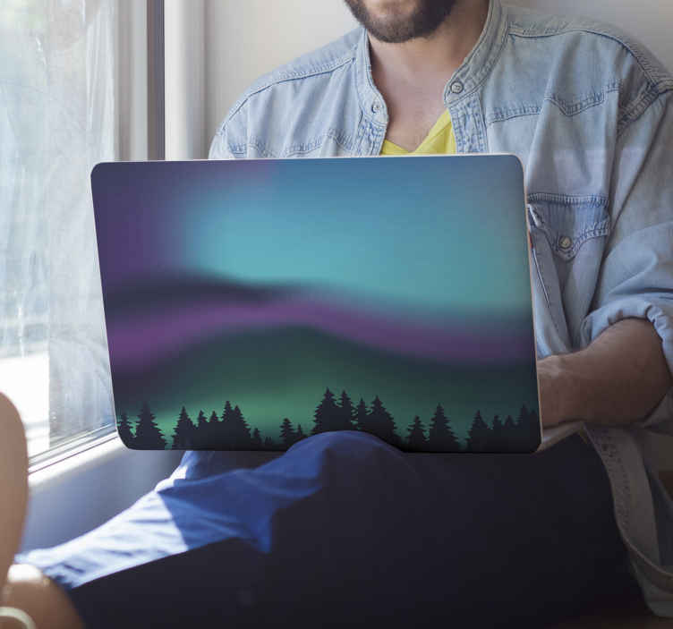 Vinilo portátiles aurora boreal efecto de agua - TenVinilo