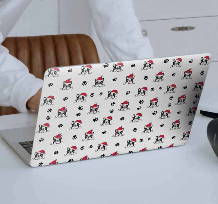 Vinilo para portátiles perritos navideños - TenVinilo