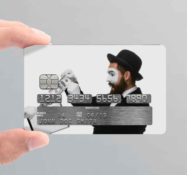 Vinilo tarjeta de crédito payaso con dinero - TenVinilo