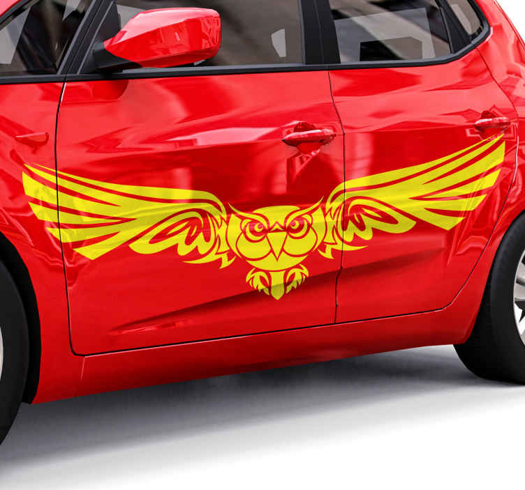 Vinilo coche búho tribal monocolor - TenVinilo