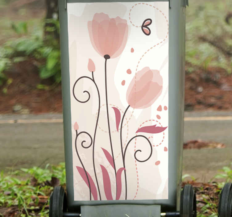 vinilo adhesivo envase de tulipanes rosados - TenVinilo