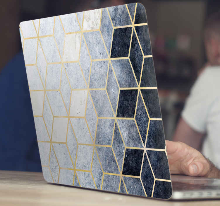 Vinilo para portátiles Abstact patrón cúbico azul - TenVinilo