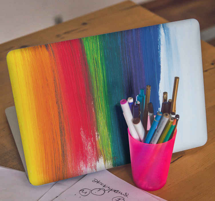 Vinilo para portátiles pintura rayas arcoíris - TenVinilo