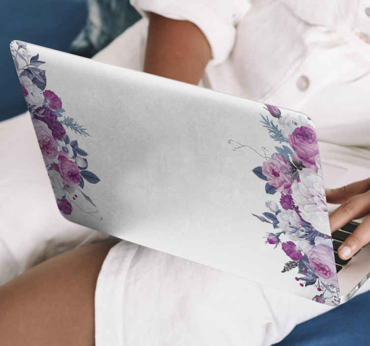 Vinilo para portátiles Marco de flores - TenVinilo