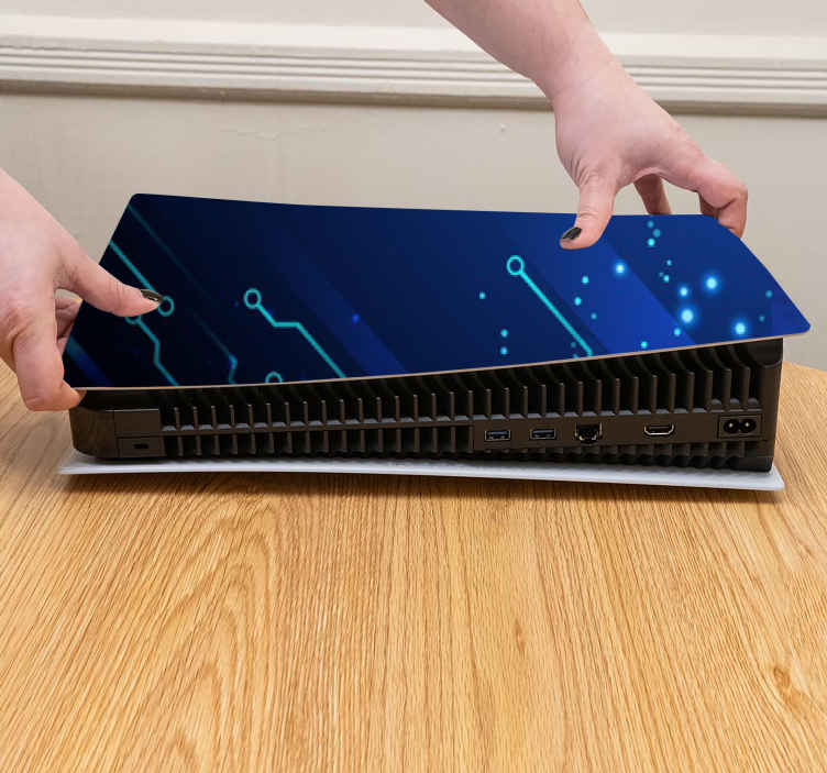 Skin PS5 con circuitos azules - TenVinilo