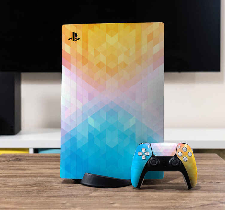 Skin PS5 Cuadrados azules y amarillos - TenVinilo