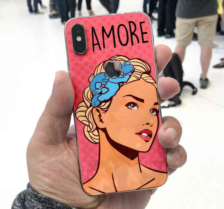 Sticker iPhone Chica rubia pop - TenVinilo