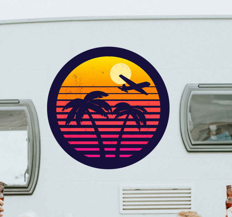 Pegatina para coche Palmas retro naranja - TenVinilo