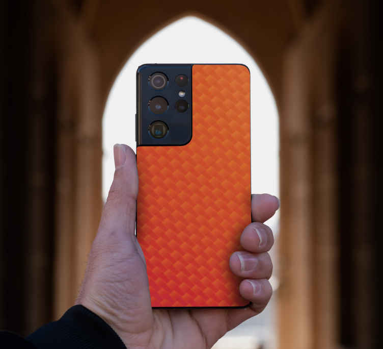 Sticker para Samsung Carbono naranja - TenVinilo