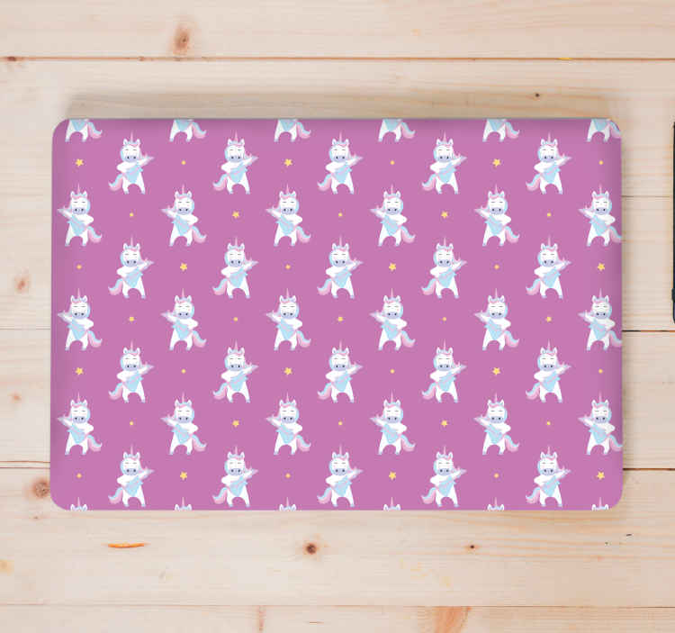 Vinilo para portátiles Unicornio tocando la guitarra patrón - TenVinilo