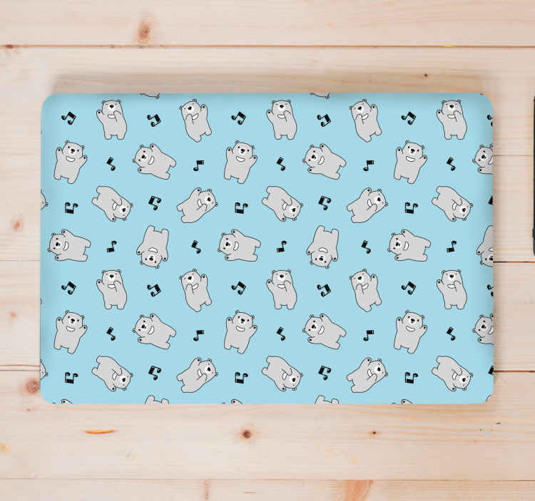 Vinilo para portátiles Música de patrón de oso polar - TenVinilo