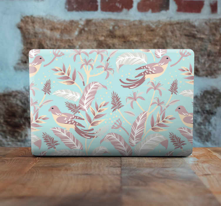 Vinilo para portátiles Patrón de flora azul y rosa - TenVinilo