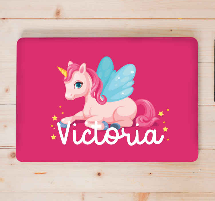 Vinilo para portátiles Divertido unicornio rosa feliz - TenVinilo