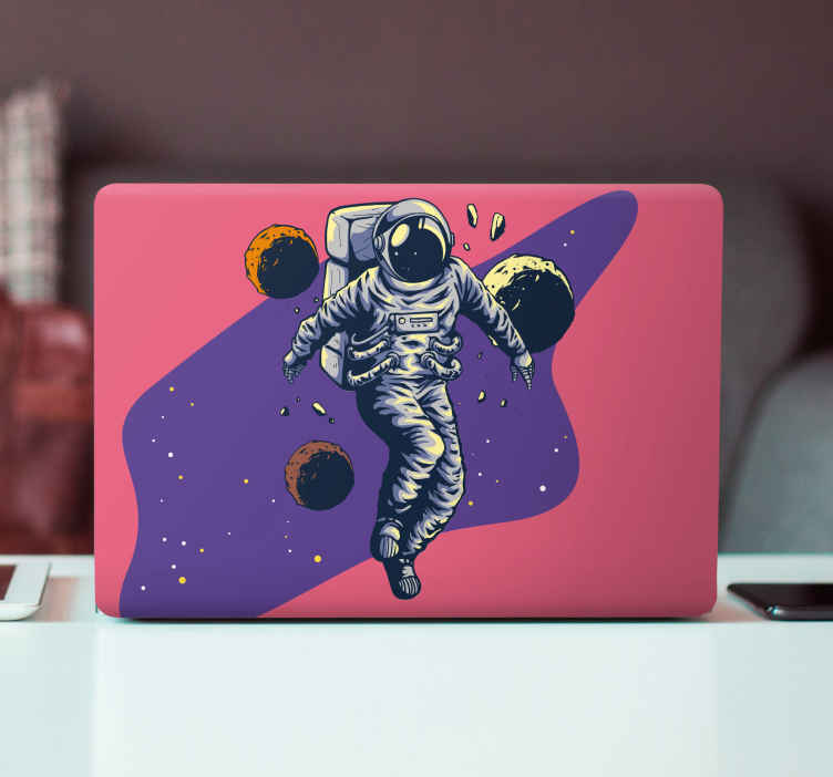 Vinilo para portátiles Astronauta dibujado a mano estilo volador - TenVinilo